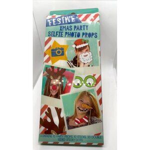 Christmas Party Selfie Photo Props for Holiday Pictures Set of 10 Santa Snowman‎